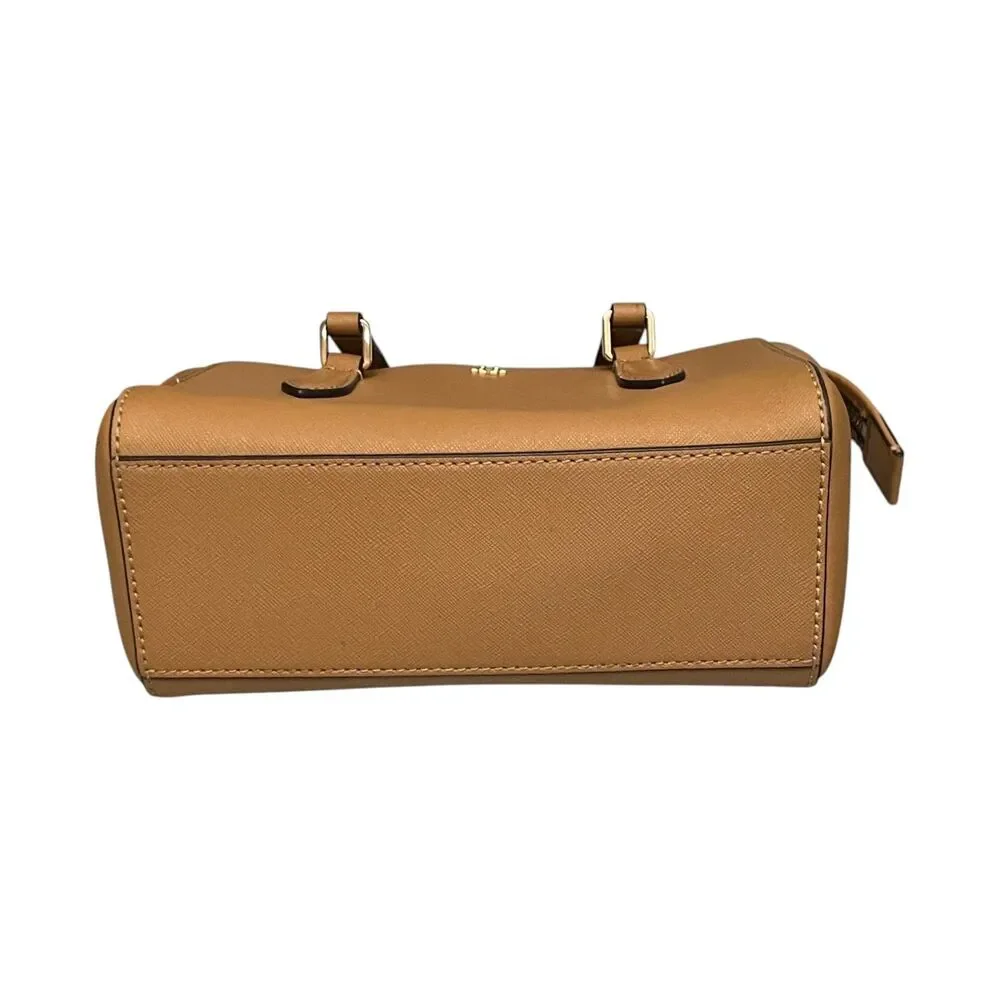 Tory Burch Emerson Mini Top Zip Tote Saffiano Leather Camel Crossbody Satchel